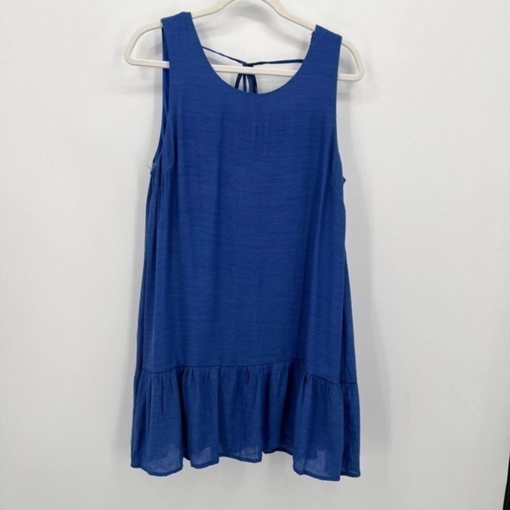 Entro Shift Dress Pom Pom Trim Peplum Tie Back Lined Festival